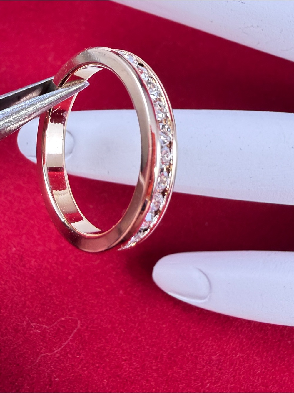 Elegant Rose Gold CZ Channel-Set Women's Band